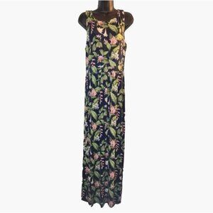 TOMMY BAHAMA Navy Floral Stretch Jersey MaxI Dress Women's Size Medium Good used